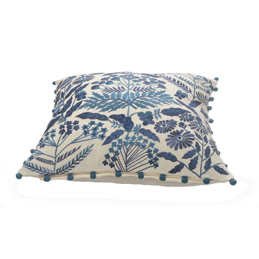 Birch Harbor Eliza 20" x 20" Navy Embroidered Floral Cotton Adult Decorative Throw Pillow