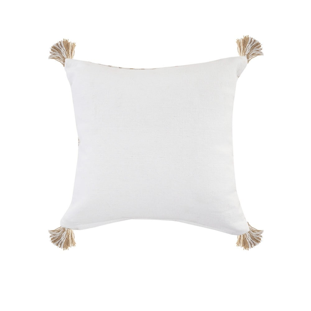 Ox Bay Sadie 20" x 20" Beige/White Geometric Cotton and Jute Adult Decorative Throw Pillow