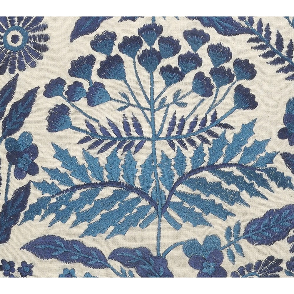 Birch Harbor Eliza 20" x 20" Navy Embroidered Floral Cotton Adult Decorative Throw Pillow