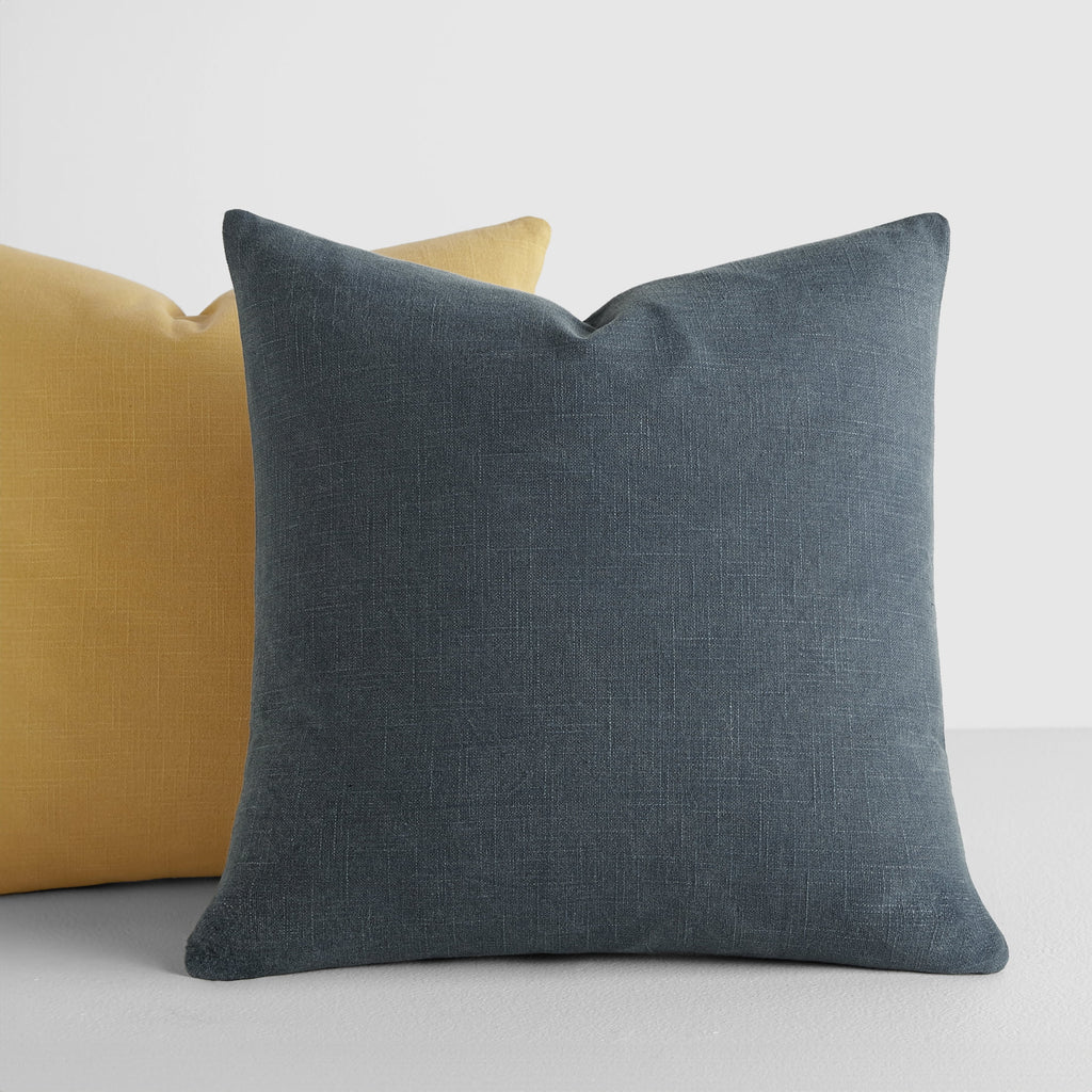 Noble Linens 2-Pack Cotton Slub Decor Throw Pillows Solids Mustard & Navy