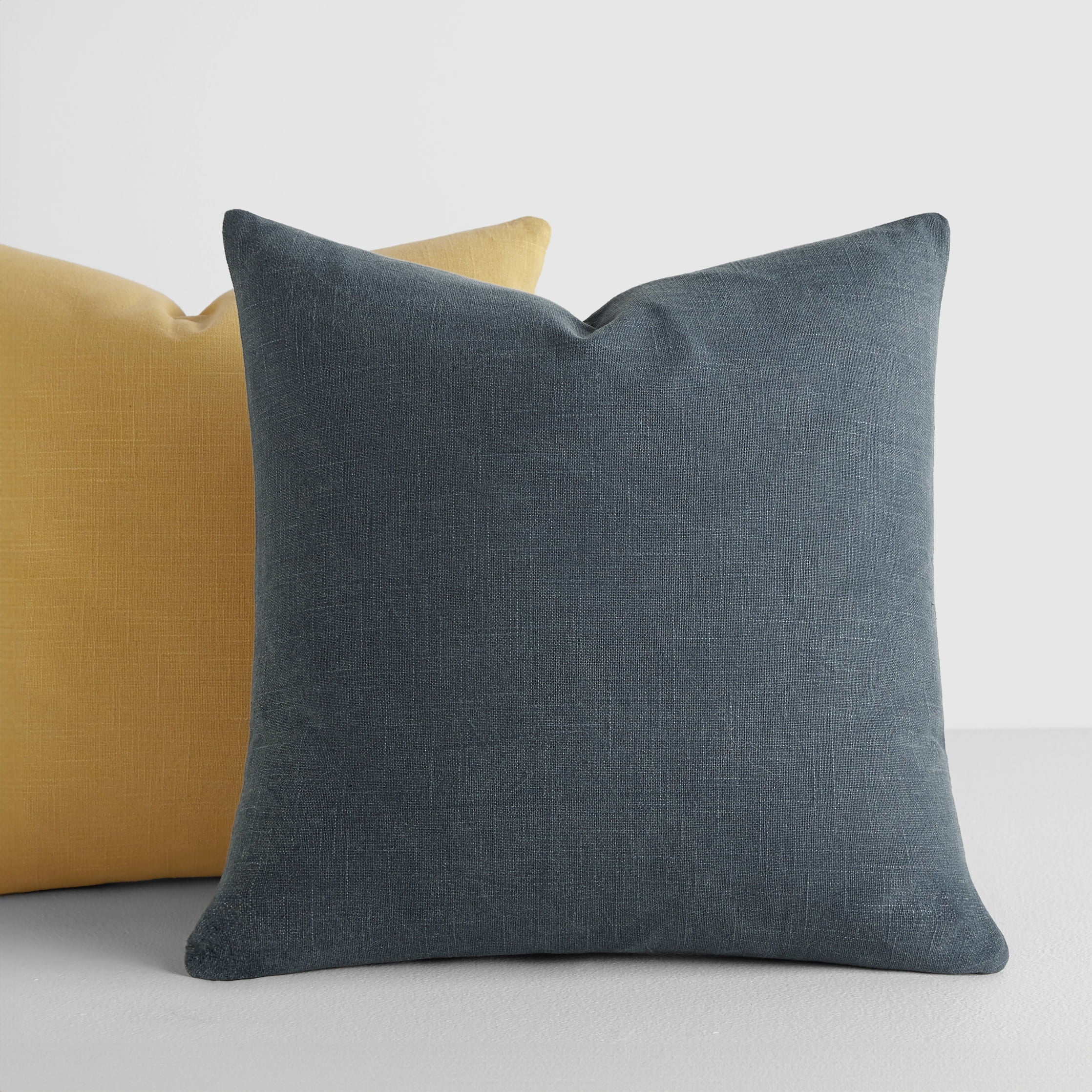 Noble Linens 2-Pack Cotton Slub Decor Throw Pillows Solids Mustard & Navy