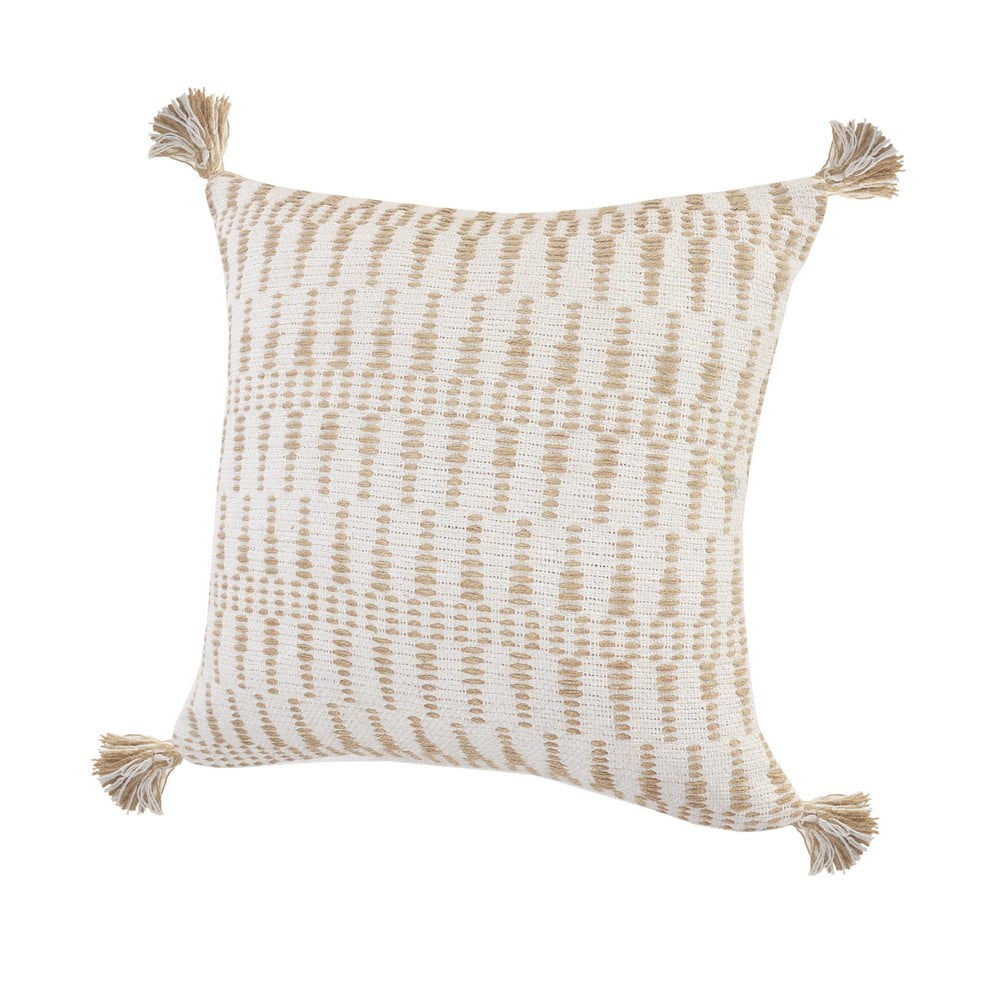 Ox Bay Sadie 20" x 20" Beige/White Geometric Cotton and Jute Adult Decorative Throw Pillow