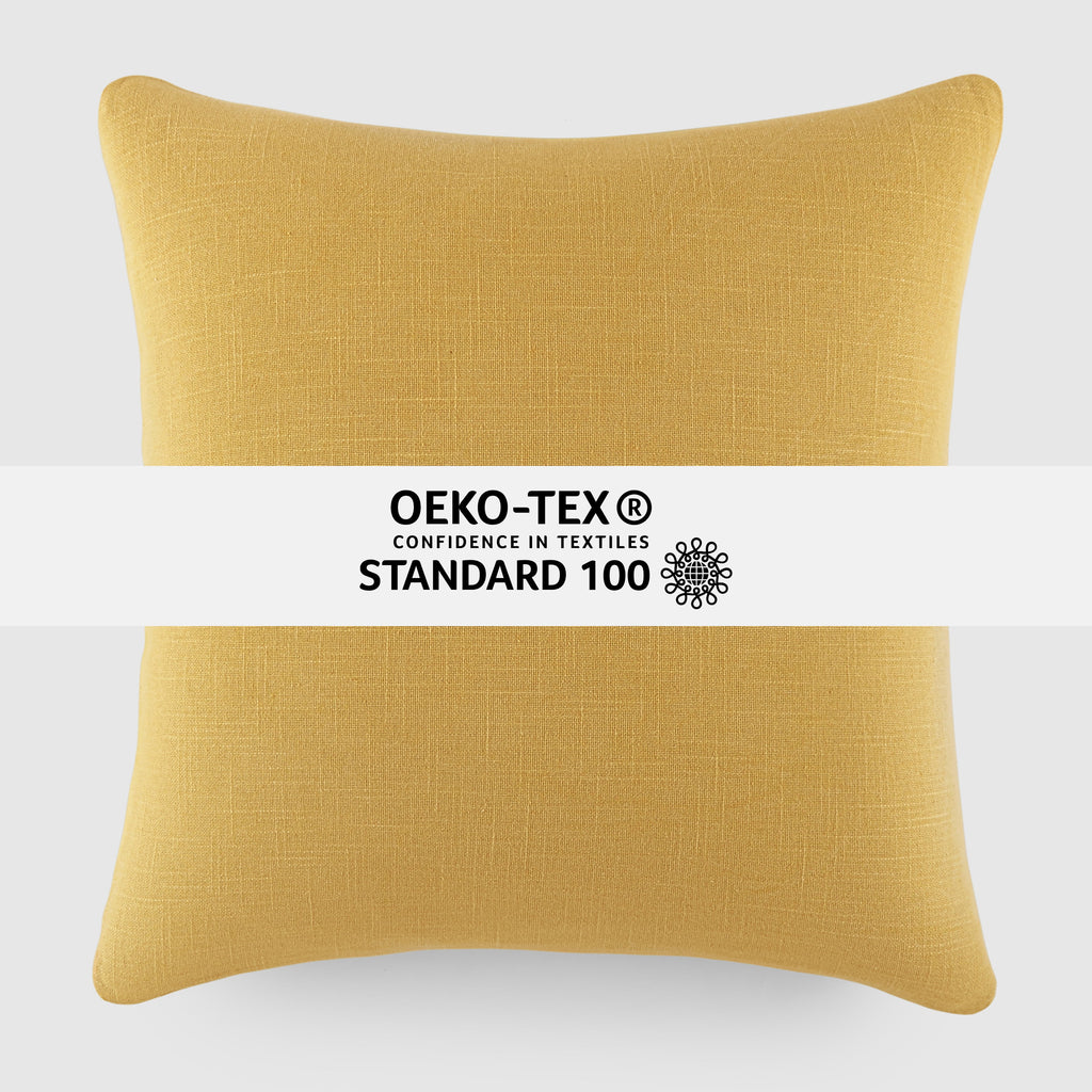 Noble Linens 2-Pack Cotton Slub Decor Throw Pillows Solids Mustard & Navy