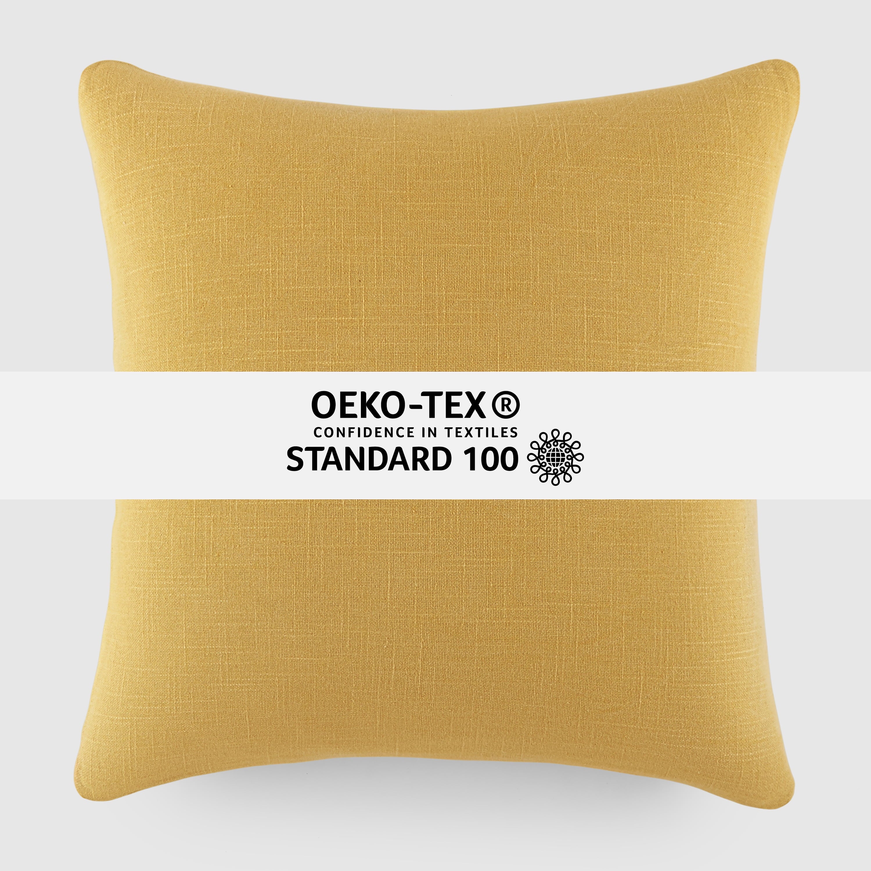 Noble Linens 2-Pack Cotton Slub Decor Throw Pillows Solids Mustard & Navy