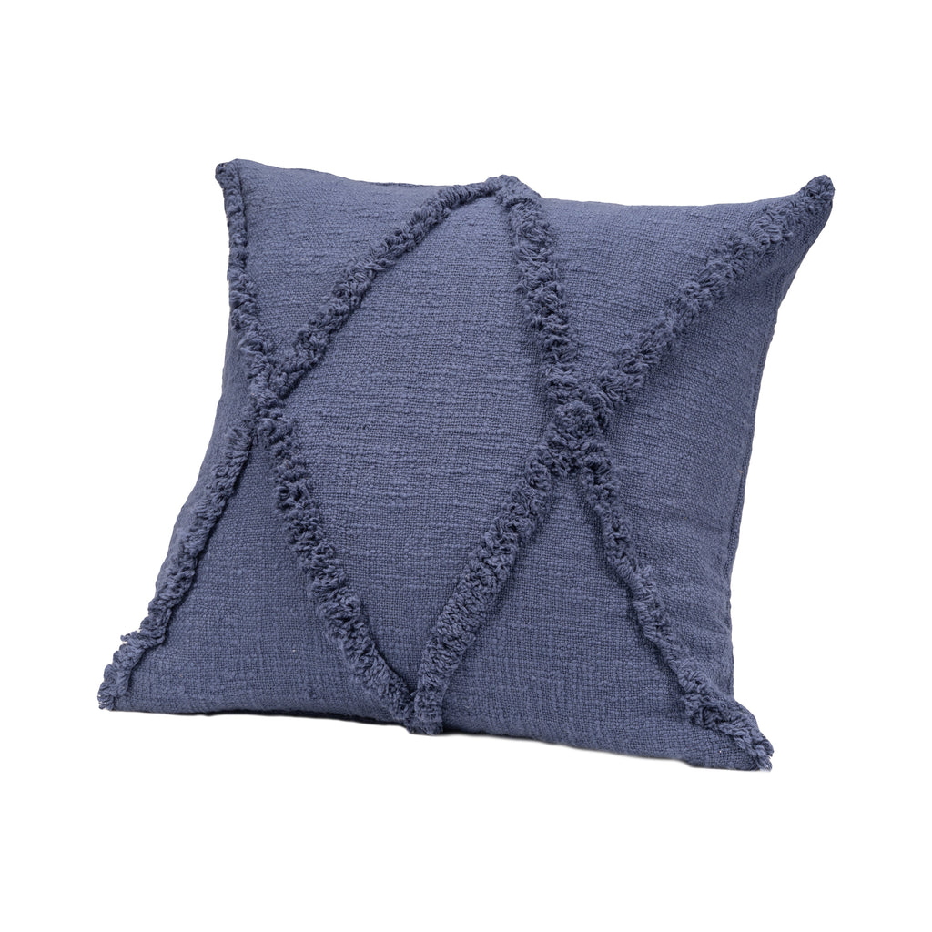 Ox Bay Sara Set of 2 Shag Diamond 18" x 18" Denim Cotton Adult Decorative Throw Pillow Covers