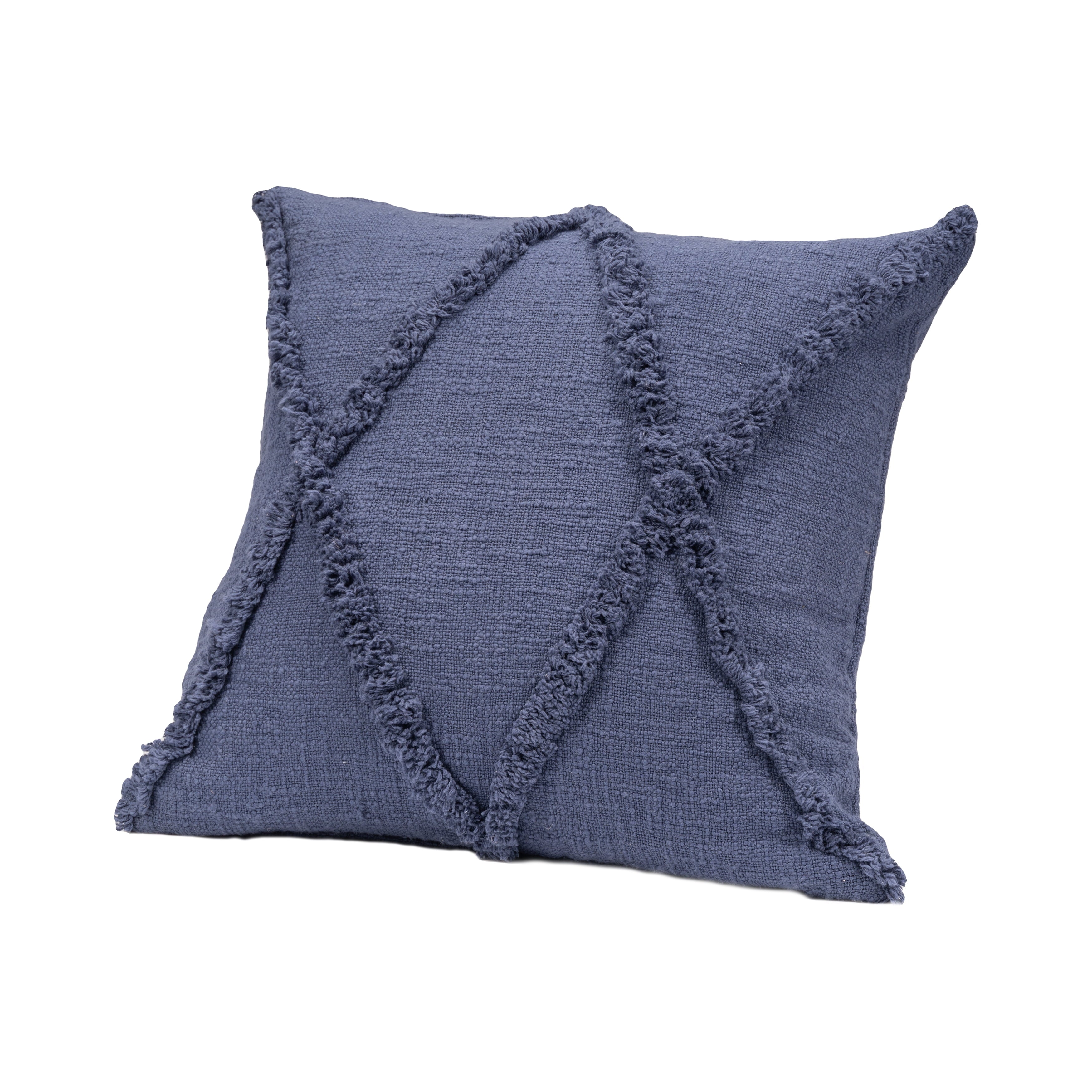 Ox Bay Sara Set of 2 Shag Diamond 18" x 18" Denim Cotton Adult Decorative Throw Pillow Covers