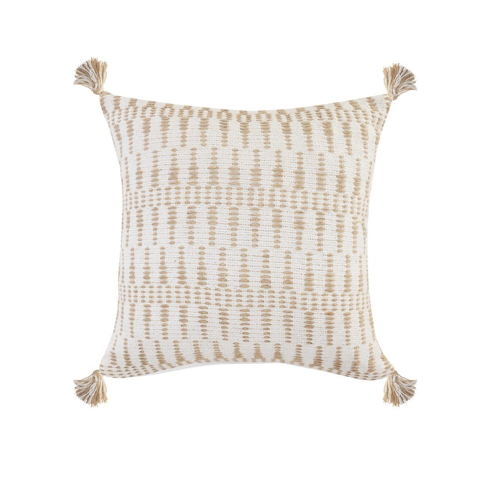 Ox Bay Sadie 20" x 20" Beige/White Geometric Cotton and Jute Adult Decorative Throw Pillow