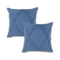 Ox Bay Sara Set of 2 Shag Diamond 18" x 18" Denim Cotton Adult Decorative Throw Pillow Covers