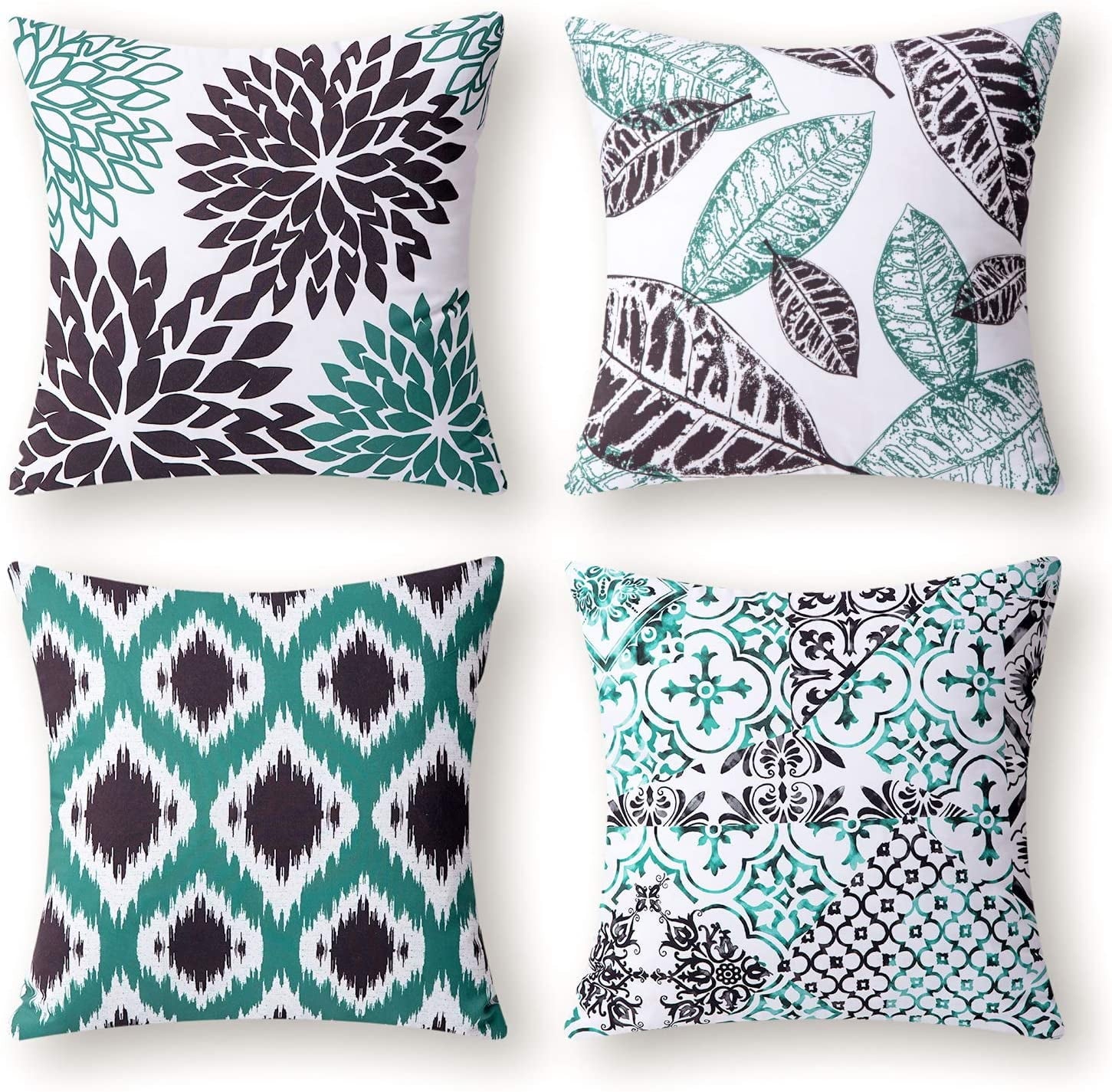 Phantoscope Continental Series Decorative Throw Pillow, 18" x 18", Blue and White Porcelain, 4 Set