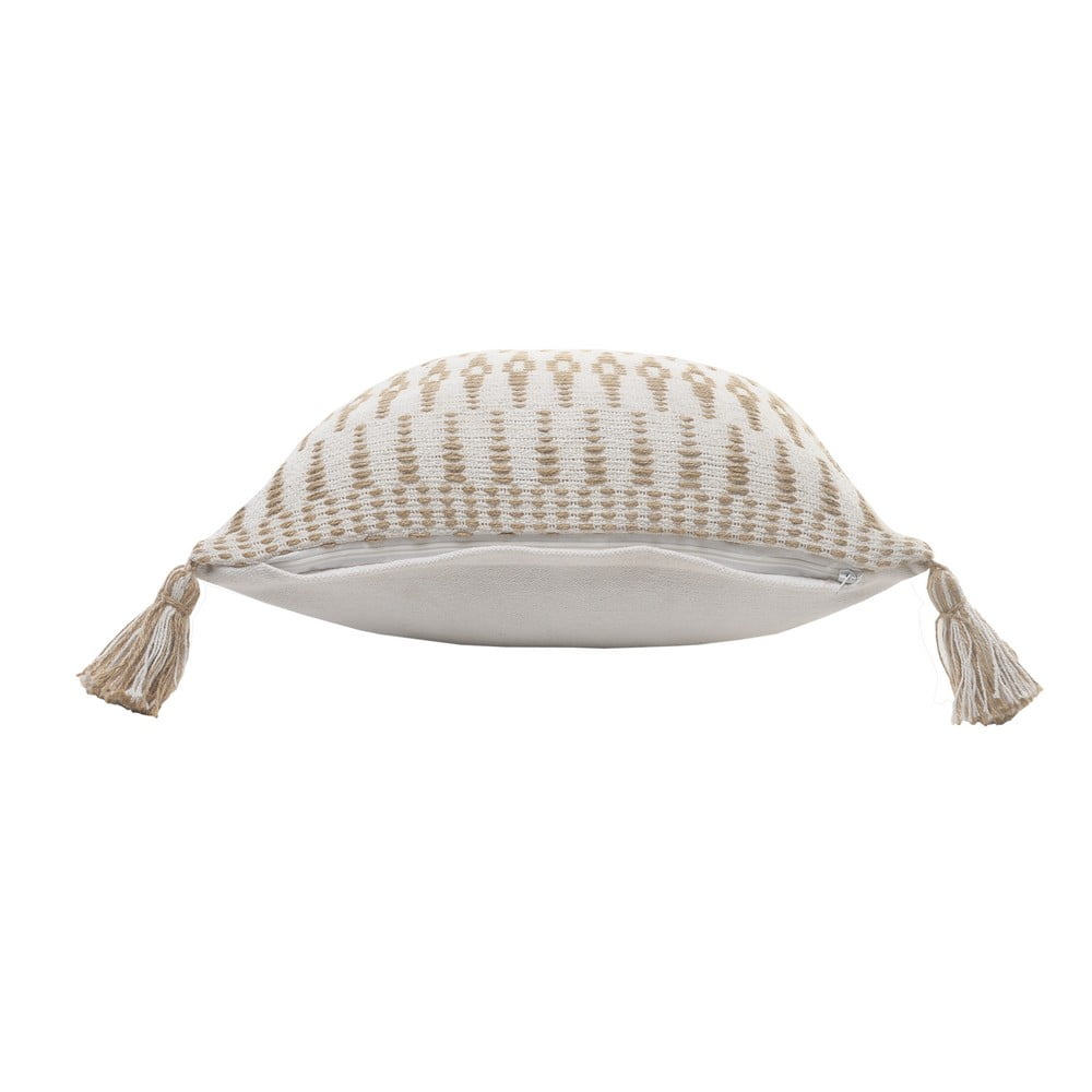 Ox Bay Sadie 20" x 20" Beige/White Geometric Cotton and Jute Adult Decorative Throw Pillow