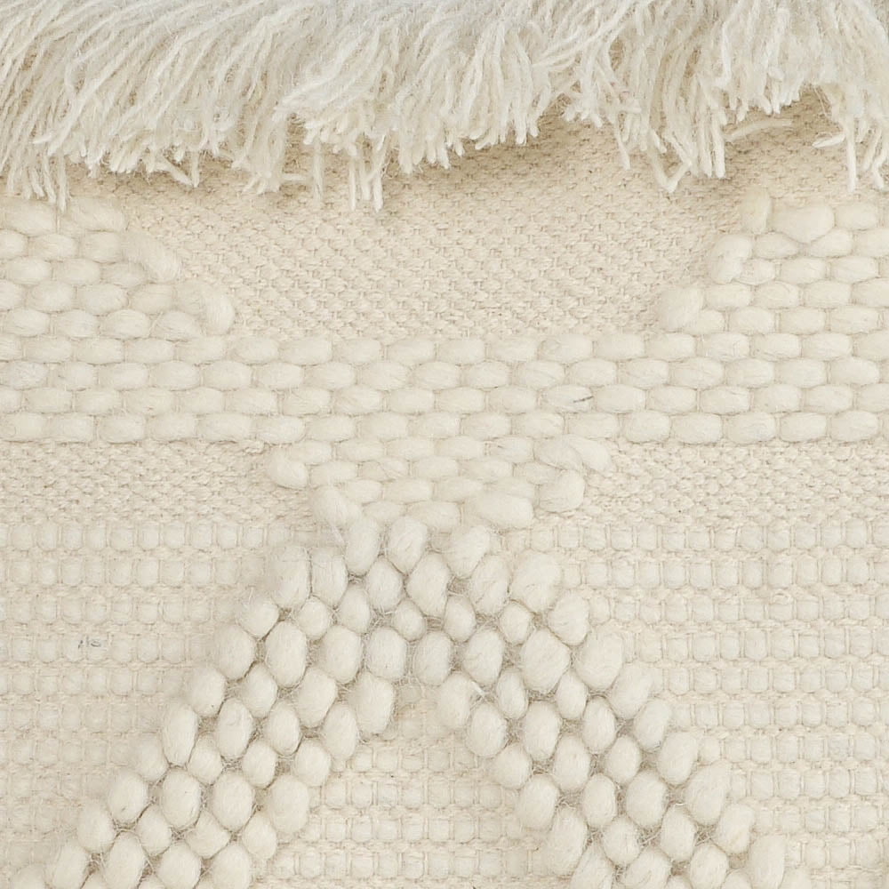 LR Home Xavia 20" x 20" Ivory Textured Fringe Cotton Blend Decorative Throw Pillow