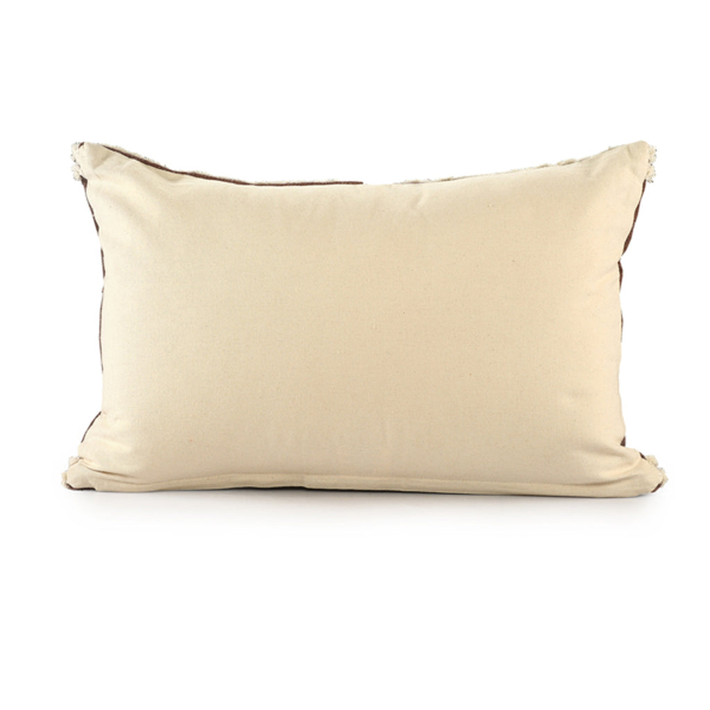 Ox Bay Felix Casual Bohemian Cotton Lumbar Pillow, Hickory Brown/White, 16" x 24"