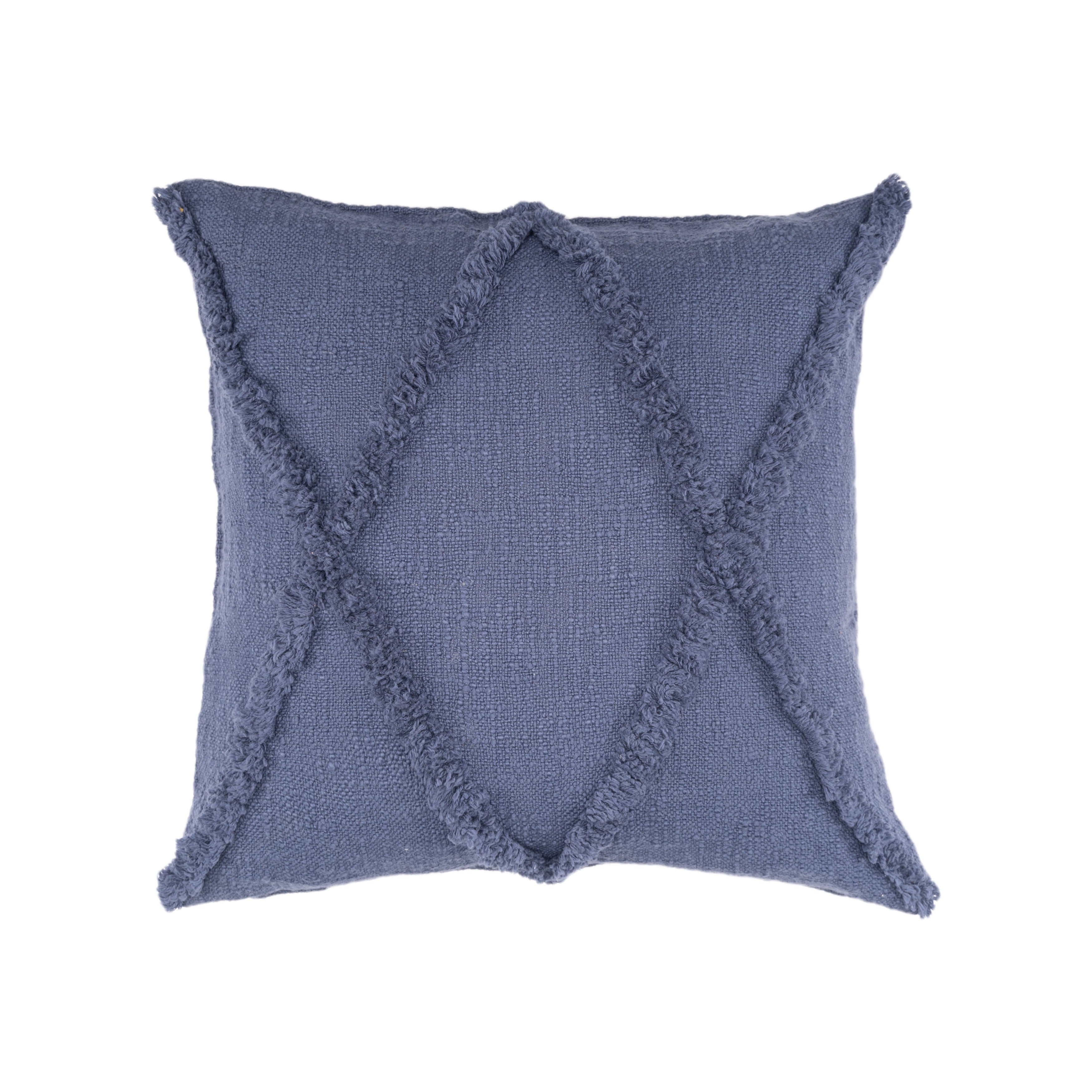 Ox Bay Sara Set of 2 Shag Diamond 18" x 18" Denim Cotton Adult Decorative Throw Pillow Covers